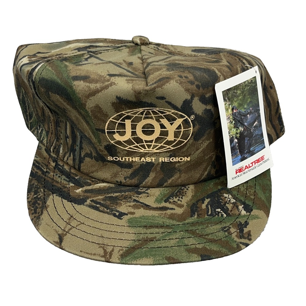 Vintage Joy Global Trucker Hat Cap Realtree Camo Snapback 80s 90s Made In USA